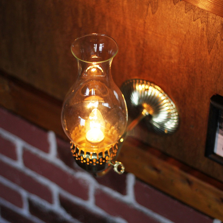 ヴィンテージガラス火屋ブラケットライト｜壁掛け照明アンティークランプ