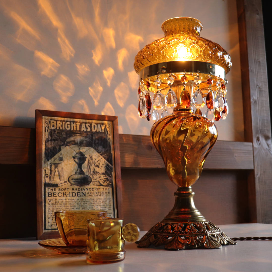 アンティーク ライト ランプ ヴィクトリアン クランベリーガラス 
